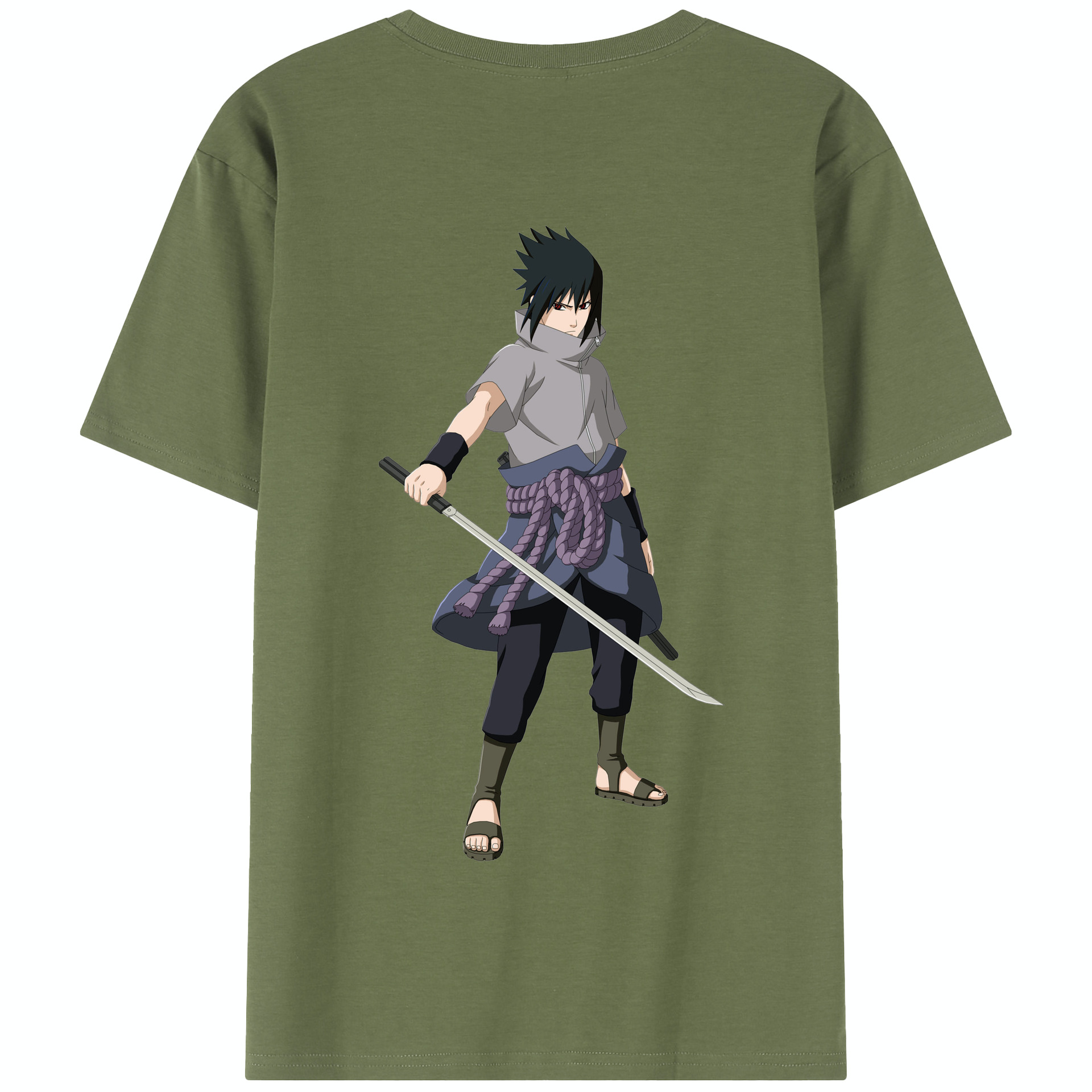 （画像用） NARUTO -ナルト- うちは サスケ Uchiha Sasuke 綿100％半袖Tシャツ（背面プリント）